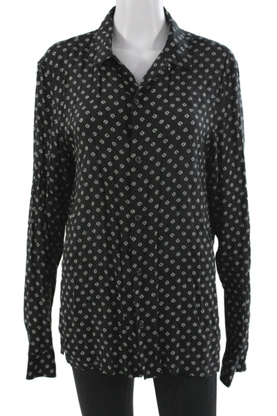 Allsaints Mens Button-Up Blouse Black Long Sleeve Graphic Western Size M