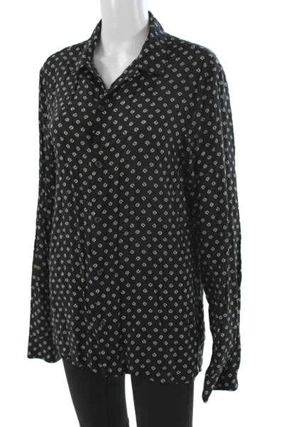 Allsaints Mens Button-Up Blouse Black Long Sleeve Graphic Western Size M