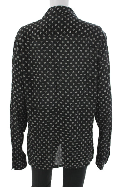 Allsaints Mens Button-Up Blouse Black Long Sleeve Graphic Western Size M