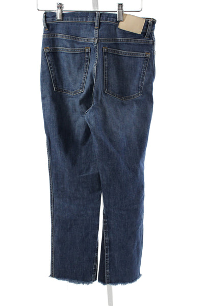 Everlane Women Bootcut Jeans Blue Cotton Mid Rise Button Size 26