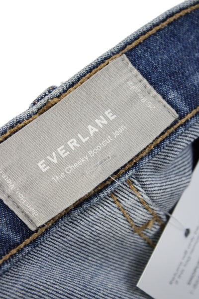 Everlane Women Bootcut Jeans Blue Cotton Mid Rise Button Size 26