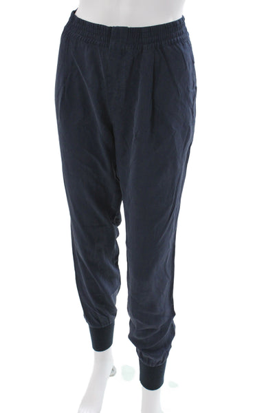 Vince Womens Jogger Pants Blue Silk Pull On Size M