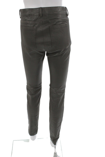 Vince Womens Brown Lamb Leather Ankle Pants Button Closure Fall Size 8