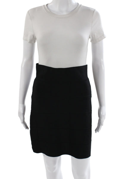 BCBGMAXAZRIA Women Bandage Mini Skirt Black Size L