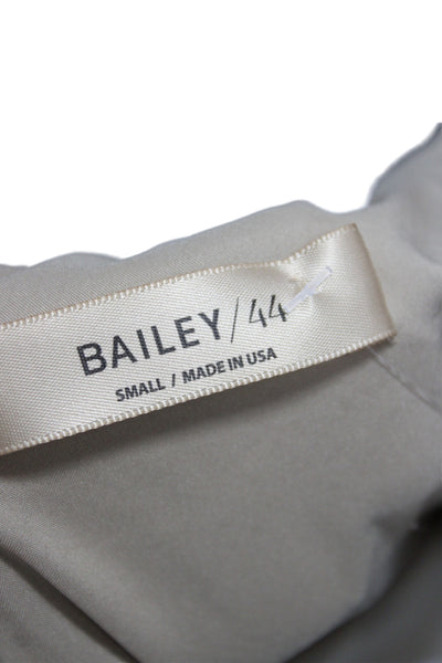 Bailey 44 Womens Sheath Long Satin V-Neck Short Sleeve Dress Beige Size S
