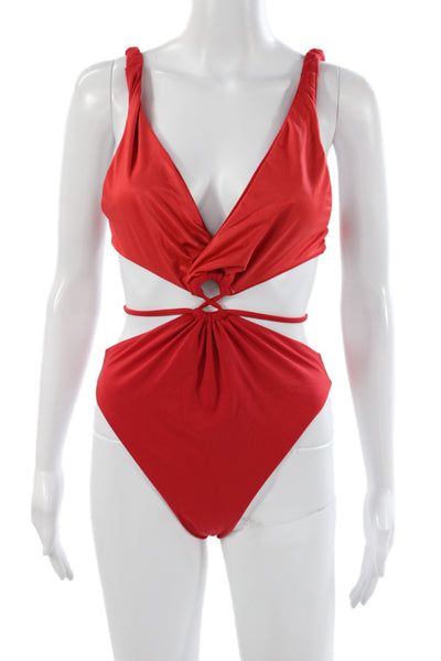 Agua Bendita Womens One Piece Swimsuit Red Size L