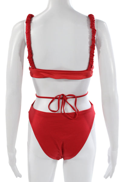 Agua Bendita Womens One Piece Swimsuit Red Size L
