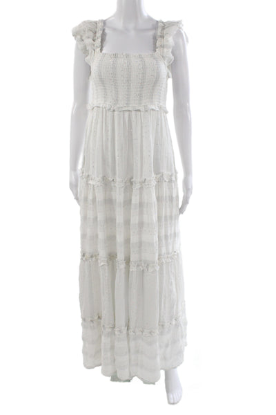 PQ Women Maxi Dress White Square Neck Sleeveless Viscose Size XS