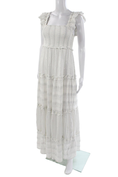 PQ Women Maxi Dress White Square Neck Sleeveless Viscose Size XS