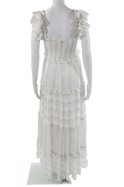 PQ Women Maxi Dress White Square Neck Sleeveless Viscose Size XS