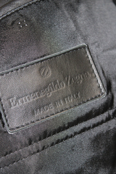 Ermenegildo Zegna Mens Black Wool Overcoat Button Closure Size L
