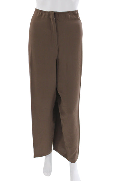 Eileen Fisher Womens Silk Dress Pants Brown Zip Minimalist Size 2X