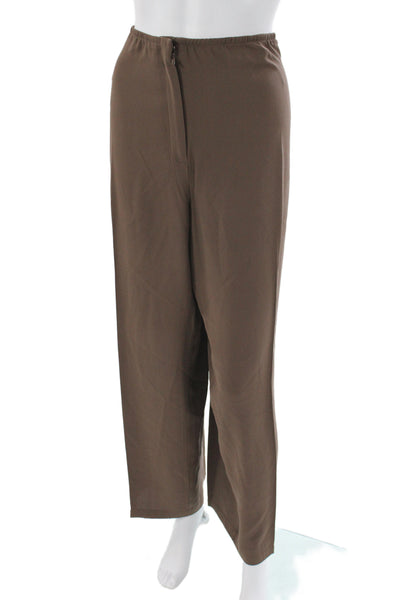 Eileen Fisher Womens Silk Dress Pants Brown Zip Minimalist Size 2X