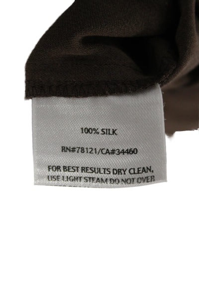 Eileen Fisher Womens Silk Dress Pants Brown Zip Minimalist Size 2X
