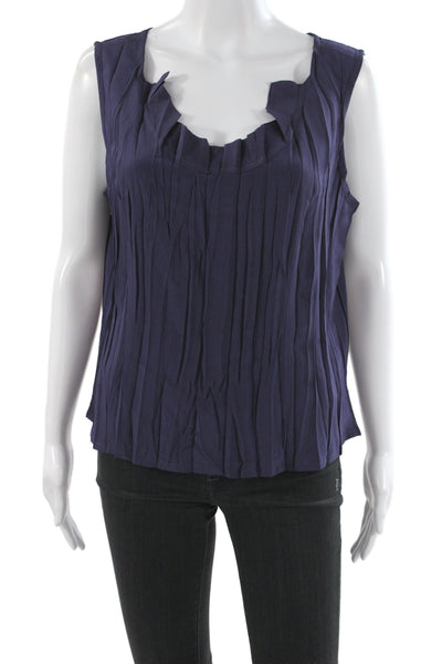 Babette Women Sleeveless Scoop Neck Basic Tank Purple Polyester Size 1X
