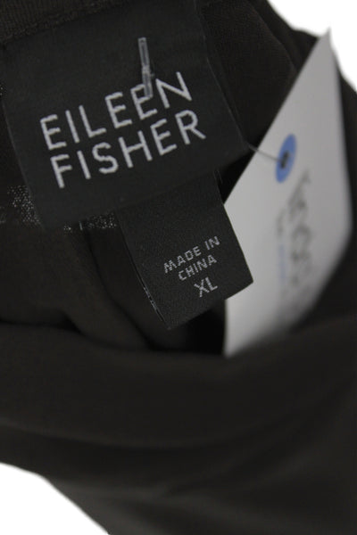 Eileen Fisher Womens Silk Cowl Neck Long Sleeve T-Shirt Brown Basic Size XL