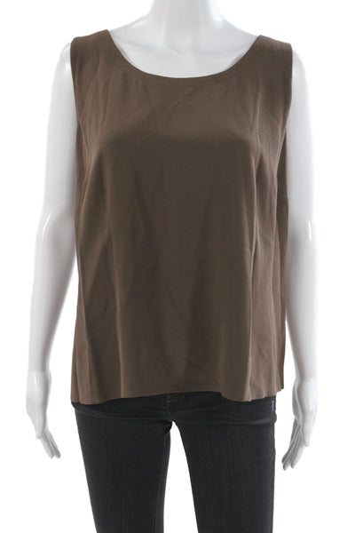 Eileen Fisher Women Silk Cowl Neck Basic Blouse Brown Size 1X