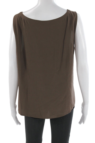 Eileen Fisher Women Silk Cowl Neck Basic Blouse Brown Size 1X