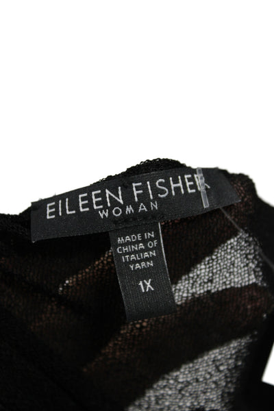 Eileen Fisher Womens Cardigan Black V-Neck Long Sleeve Viscose Size 1X