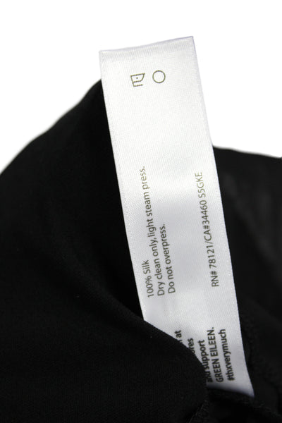 Eileen Fisher Women Black Silk Cowl Neck Cardigan Long Sleeve Classic Size M