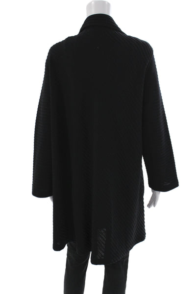 Caroline Rose Women Black 100% Wool Overcoat Open Front Size 1X
