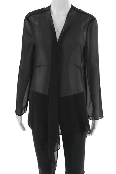 Alex Womens Black V Neck Cardigan Long Sleeve Polyester Size 1X