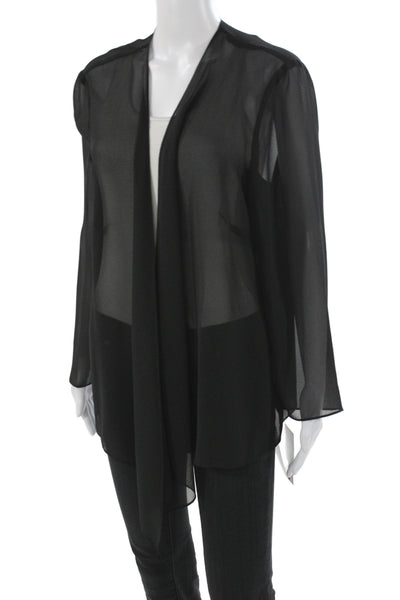 Alex Womens Black V Neck Cardigan Long Sleeve Polyester Size 1X