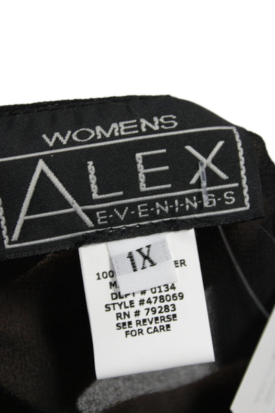 Alex Womens Black V Neck Cardigan Long Sleeve Polyester Size 1X