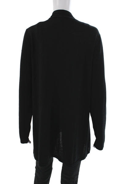 Eileen Fisher Womens Beaded Merino V-Neck Cardigan Black Size 1X