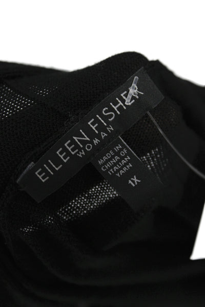 Eileen Fisher Womens Beaded Merino V-Neck Cardigan Black Size 1X