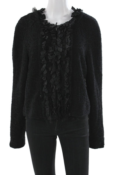 St. John Couture Womens Basic Jacket Black Zip Long Sleeve Size 16
