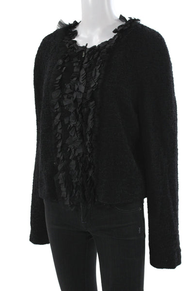 St. John Couture Womens Basic Jacket Black Zip Long Sleeve Size 16