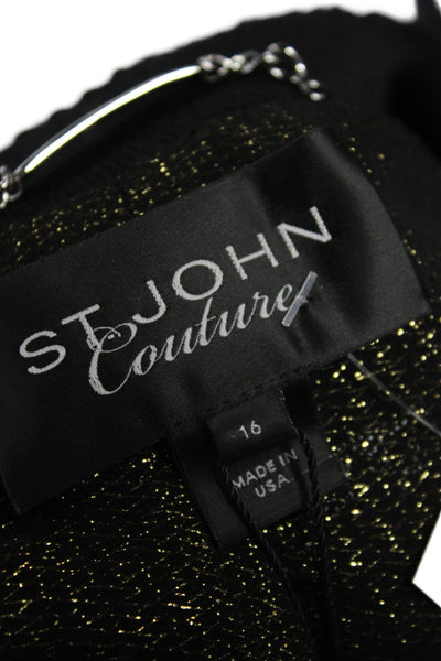 St. John Couture Womens Basic Jacket Black Zip Long Sleeve Size 16
