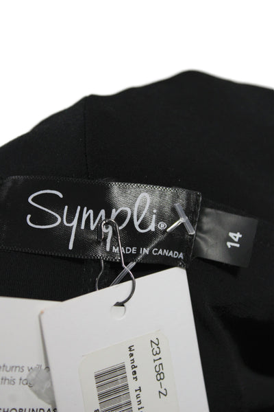 Sympli Womens Tunic Blouse Black Cowl Neck Long Sleeve Size 14