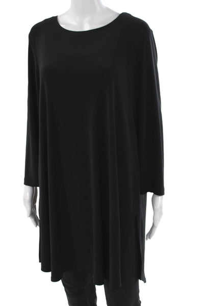 Sympli Women Black Tunic Blouse 3/4 Sleeve Round Neck Size 18