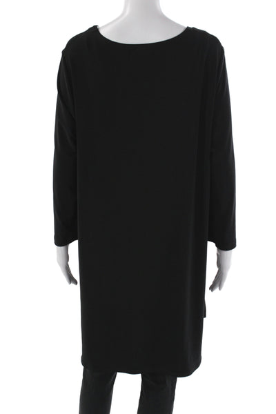 Sympli Women Black Tunic Blouse 3/4 Sleeve Round Neck Size 18