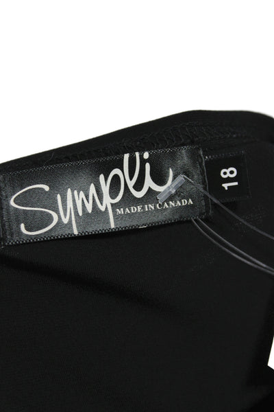 Sympli Women Black Tunic Blouse 3/4 Sleeve Round Neck Size 18