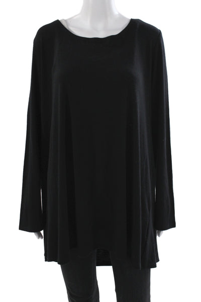 Eileen Fisher Womens Black Wool Pullover Sweater Long Sleeve Round Neck Size XL