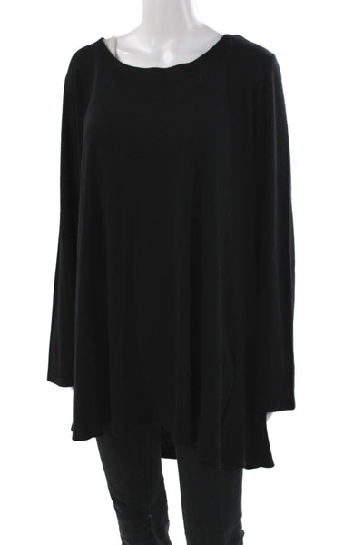 Eileen Fisher Womens Black Wool Pullover Sweater Long Sleeve Round Neck Size XL