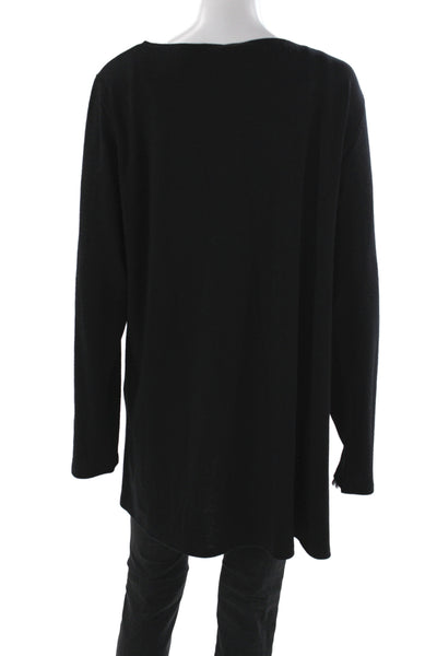 Eileen Fisher Womens Black Wool Pullover Sweater Long Sleeve Round Neck Size XL