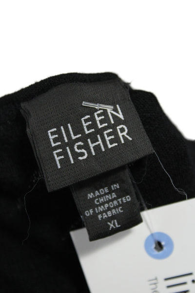 Eileen Fisher Womens Black Wool Pullover Sweater Long Sleeve Round Neck Size XL