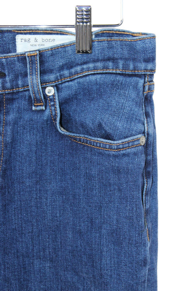 Rag & Bone Womens Straight Jeans Blue Mid Rise Button Cotton Size 26