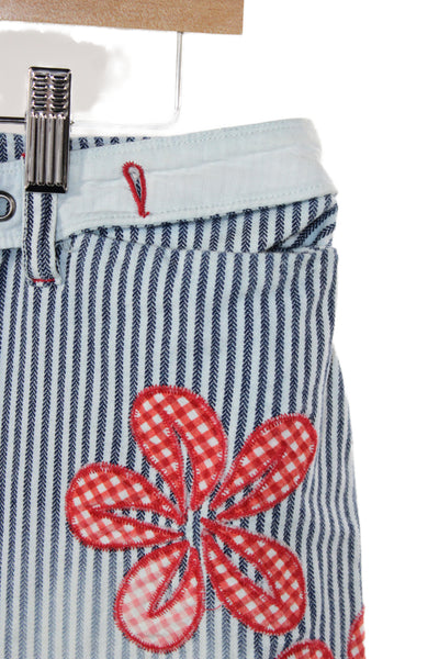 We The Free Womens Cropped High Rise Floral Blue Cotton Pants Size 0