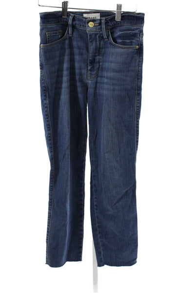 Frame Womens Cropped High Rise Blue Cotton Jeans Size 24