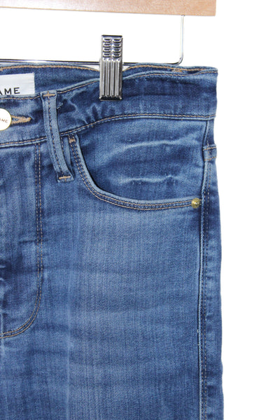 Frame Womens Cropped High Rise Blue Cotton Jeans Size 24