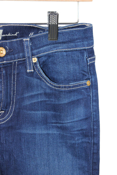 7 For All Mankind Womens Skinny High Rise Blue Jeans Button Size 24