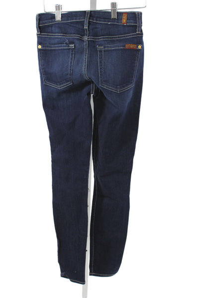 7 For All Mankind Womens Skinny High Rise Blue Jeans Button Size 24