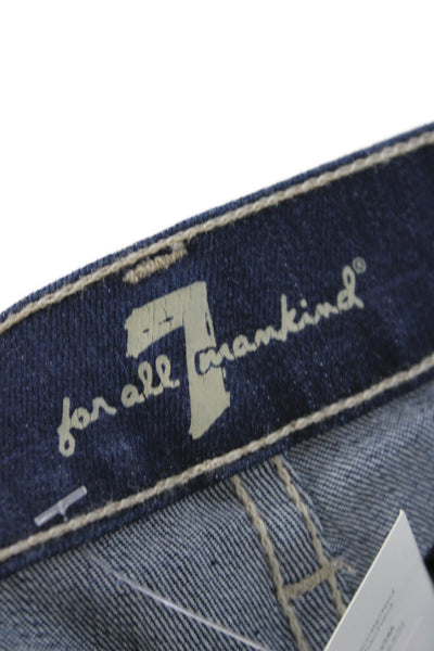 7 For All Mankind Womens Skinny High Rise Blue Jeans Button Size 24
