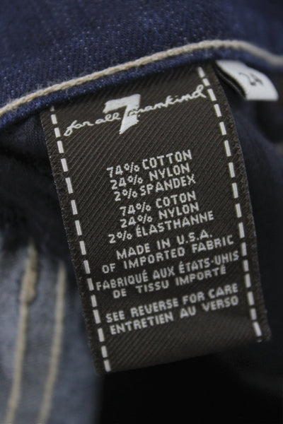 7 For All Mankind Womens Skinny High Rise Blue Jeans Button Size 24