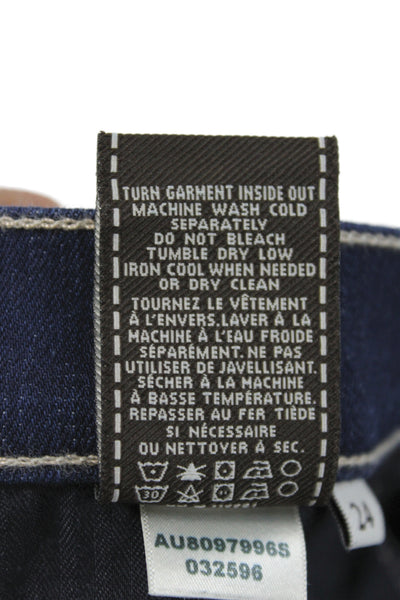 7 For All Mankind Womens Skinny High Rise Blue Jeans Button Size 24